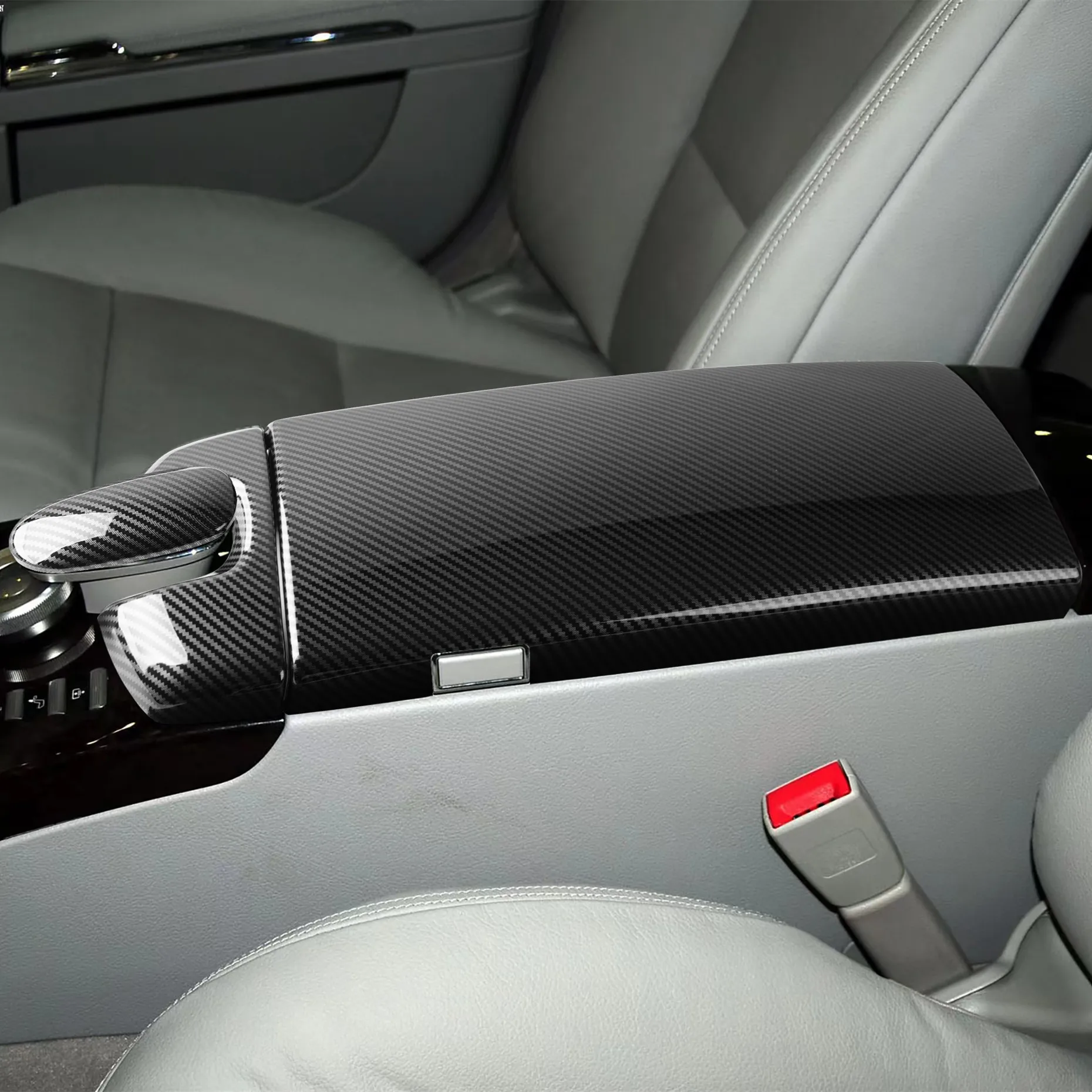 

Углеродное волокно, центральная консоль автомобиля, подлокотник, панель, накладка, наклейка для Mercedes Benz S Class W221 2007-12, аксессуары