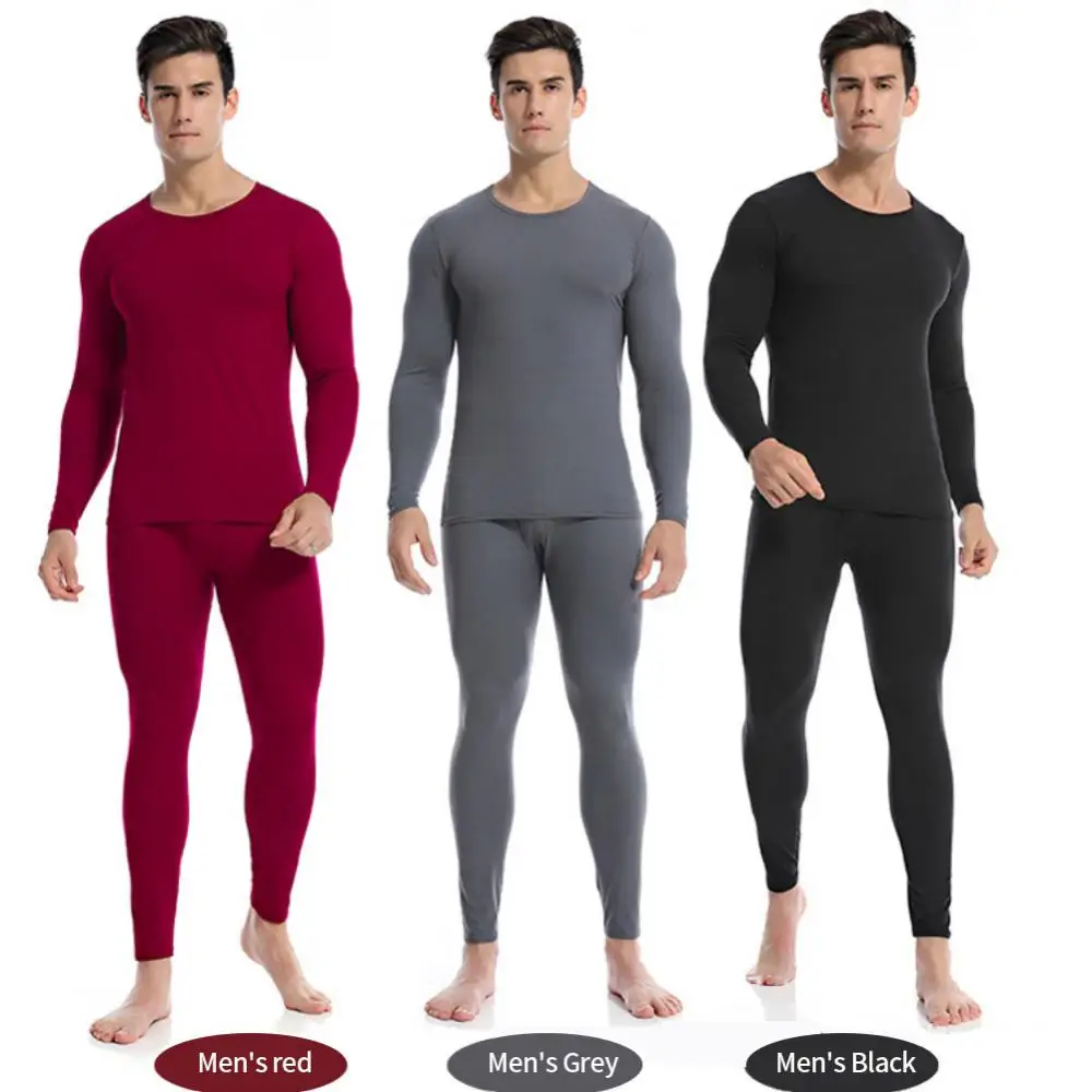 

2Pcs/Set Thermal Underwear Sets For Men Winter Non-marking Long Johns Sets Fleece Warm Thickened Self-heating Underwear Suit