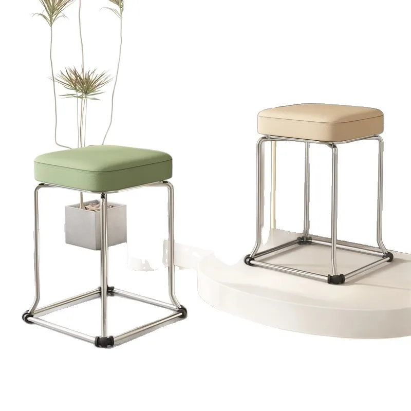 

Extra thick and thickened steel round stool thickened and durable dining room wrought iron high bench can be stacked bar table c