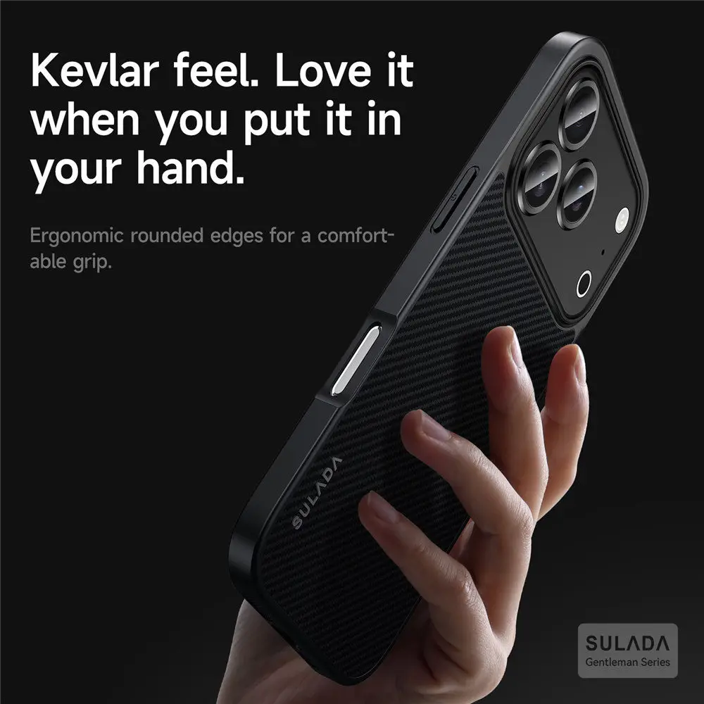 

Роскошный кожаный чехол с рисунком арамидного волокна 600D для iPhone 17 Pro Max Air 17, деловой чехол