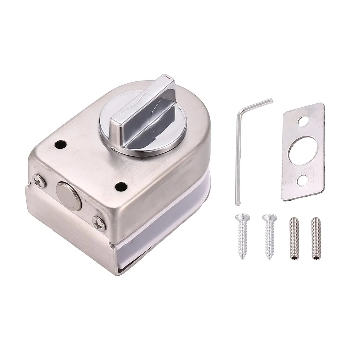 ABFS Glass Sliding Door Lock Non-Apertured Stainless Steel Glass Door Lock for Shower Room Bathroom Accessories