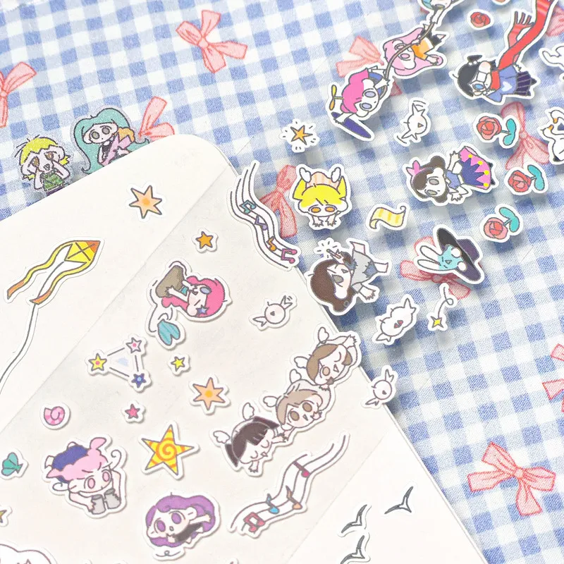 Cartoon Cute Girl Cutting Sticker Tape Diy Basic Sparkling Decorative Material Paper Children'S Kawaii Character Sticker Roll