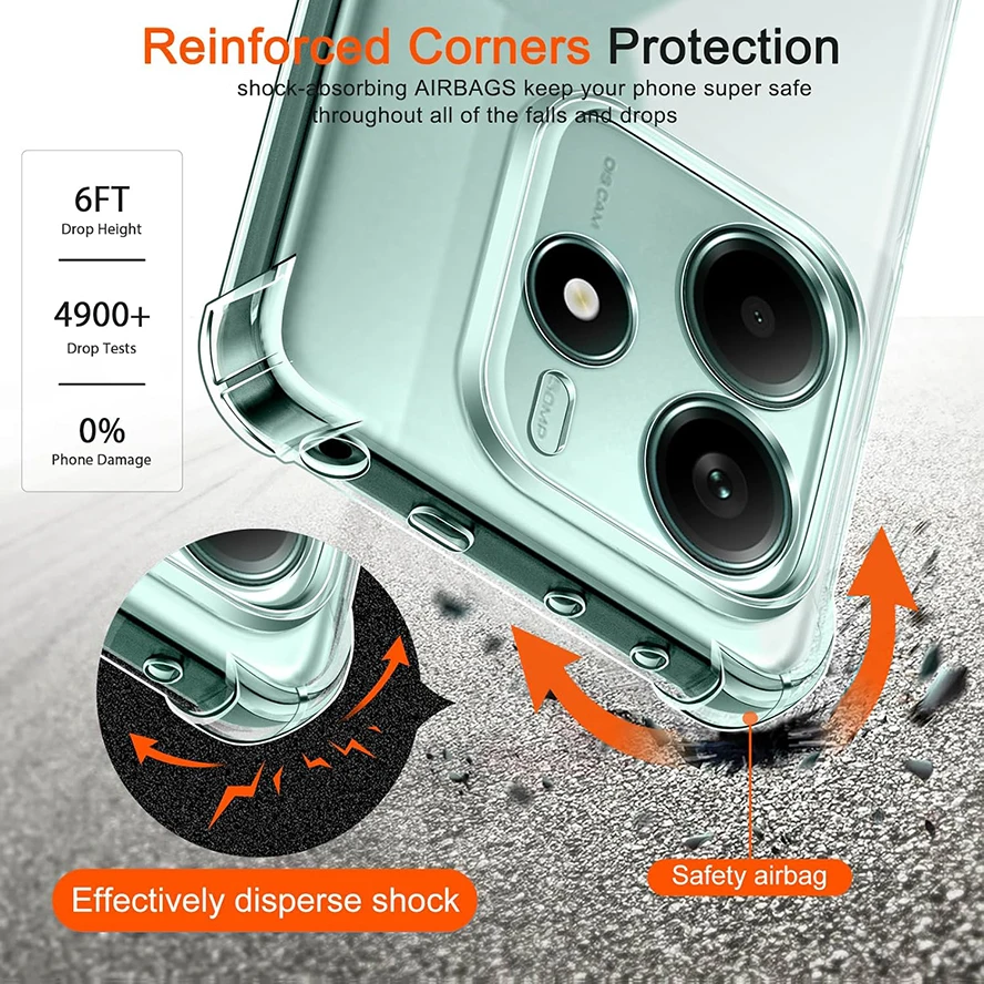 Luxury Shockproof Silicone Soft Case For Xiaomi Redmi Note 14 13 12 Pro 14C 13C 4G 5G 12C 11A A3 A3X A2 Clear Ultra Thin Cover