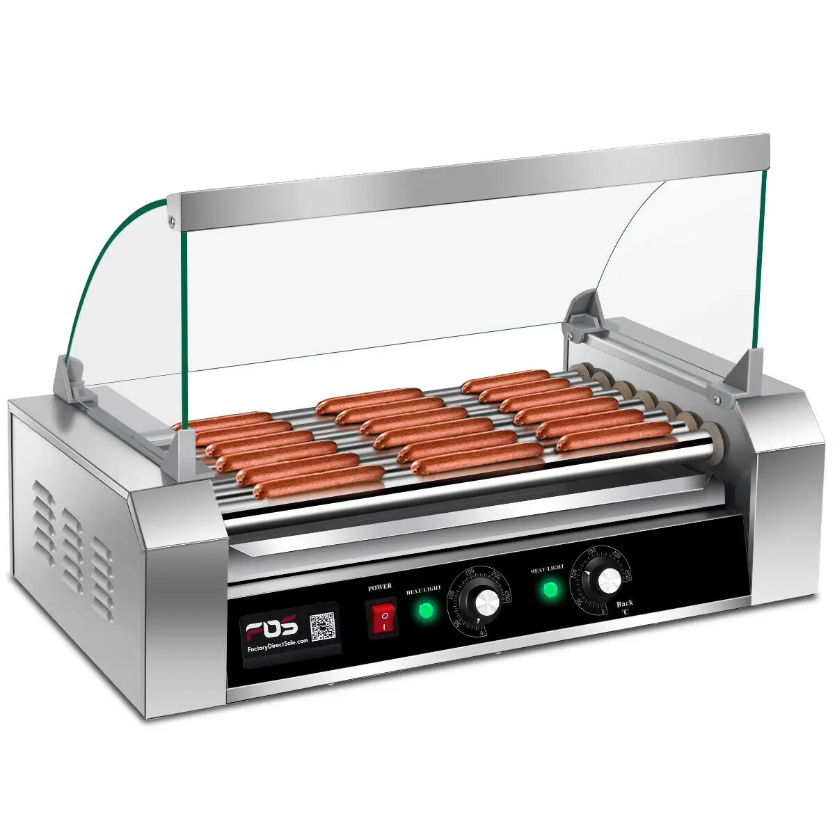 Costway Commercial 18/30 Hot Dog Hotdog 7/11 Roller Grill Cooker Machine w/ Cover (7 Roller Grill)