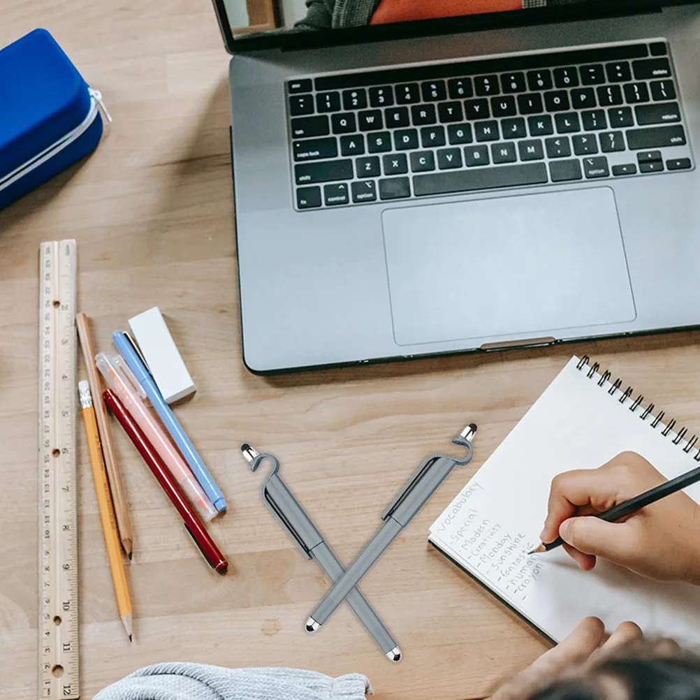 

12 шт. емкостная ручка для подписи с сенсорным экраном 0,5 мм, черные многоразовые гелевые ручки, многофункциональная подставка для студенческого ноутбука и телефона