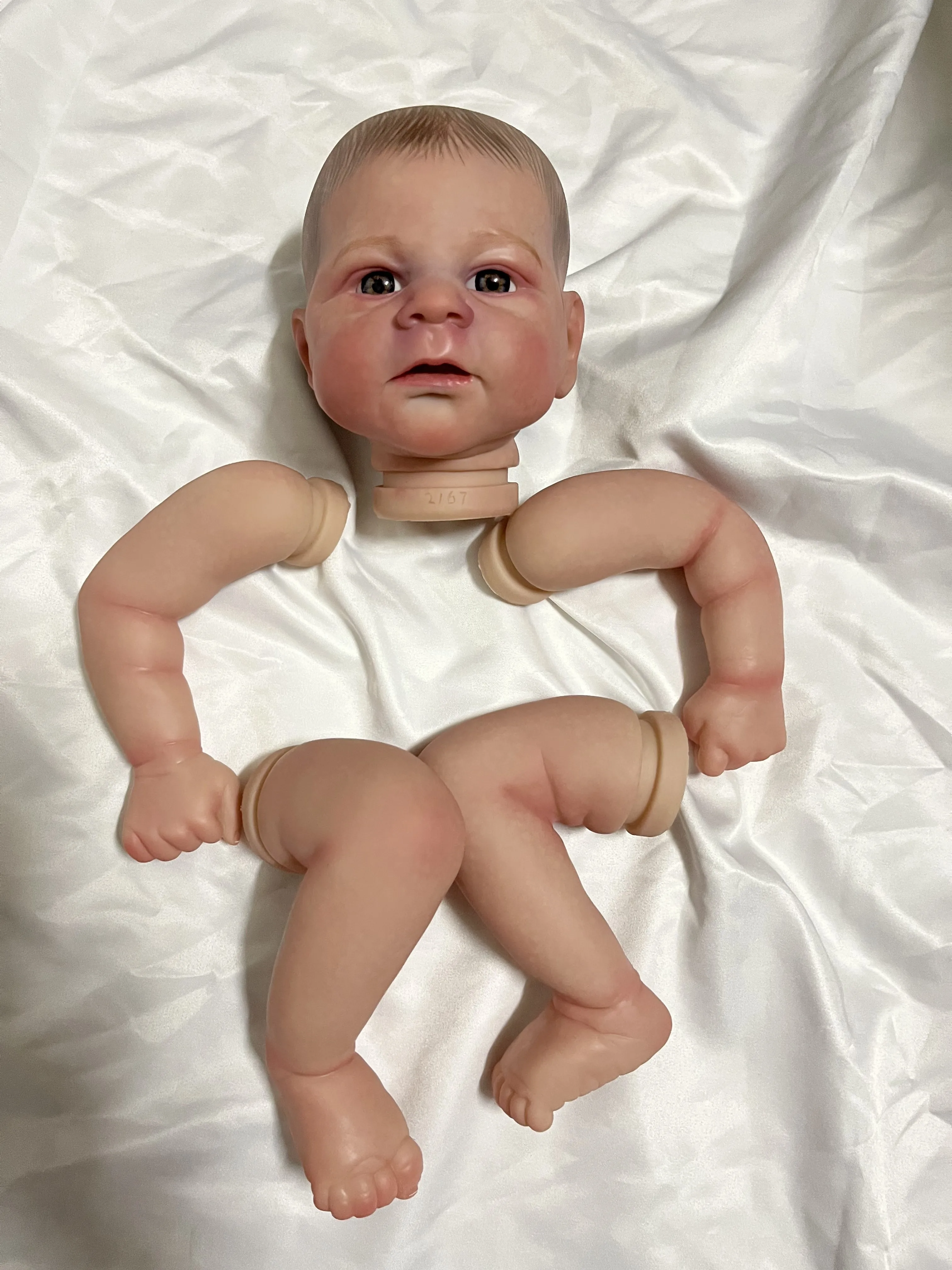 

FBBD 18inch Reborn Baby Doll Elijah 3D Skin Painted Kit DIY Part With Painted Hair With one extra cloth body Christmas Gift