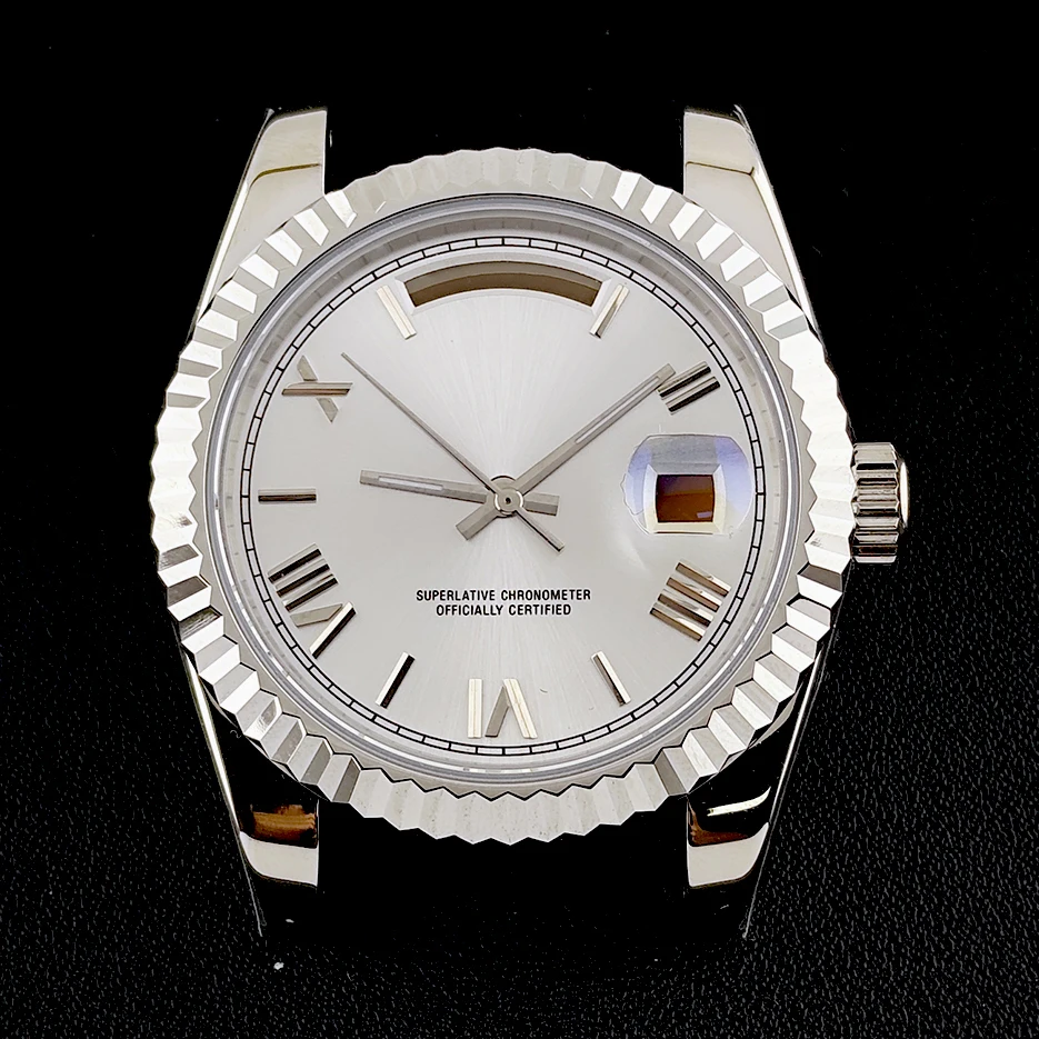 

Корпус для часов Miyota 8285 из нержавеющей стали с индивидуальным логотипом на циферблате, мужские часы, подходят для механизма 8285, аксессуары для часов