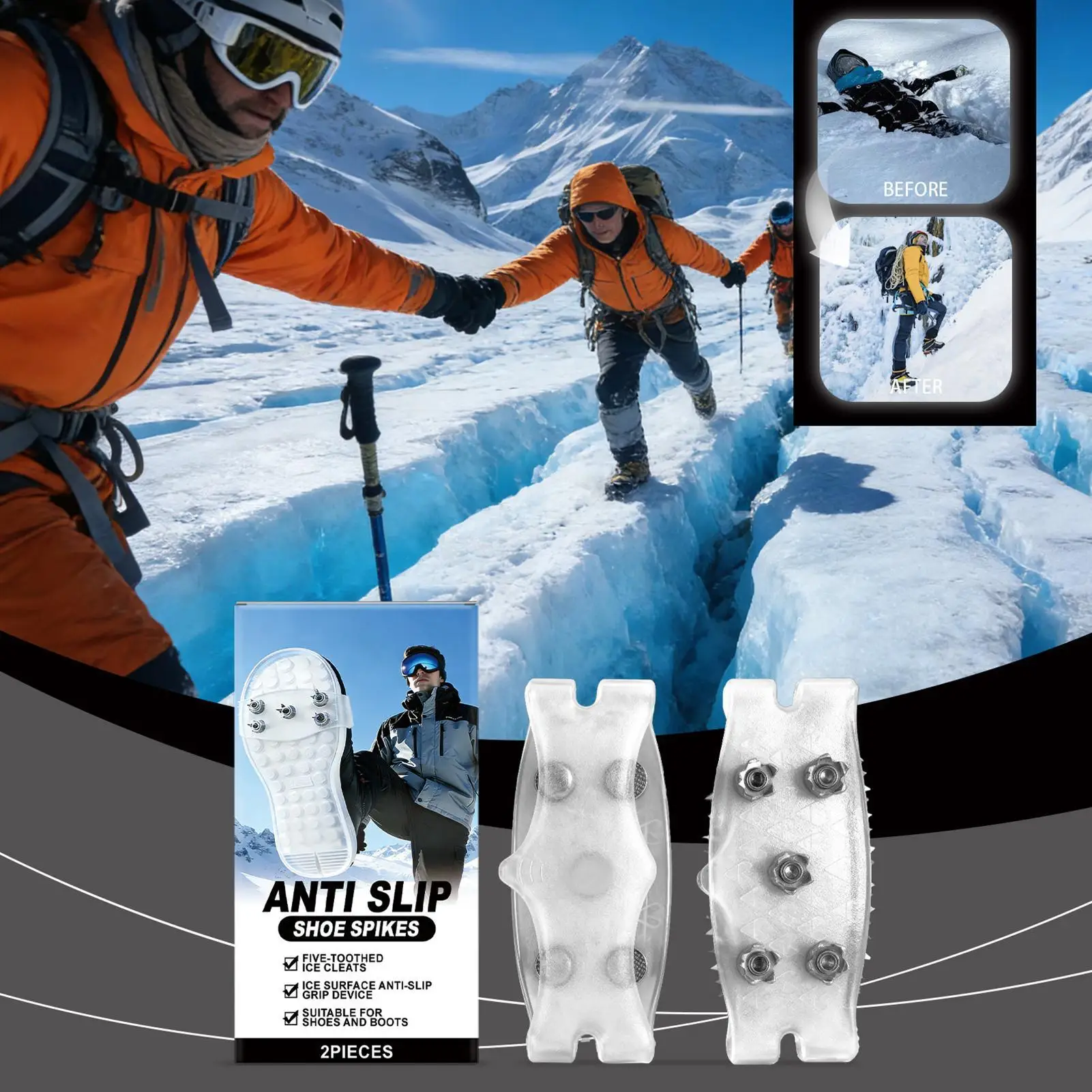Winter Outdoor Wandern Klettern Schneespikes Steigeisen Rutschschutzketten Klettkrallen Griffe Stiefelüberzug Eisgreifer Spikes für Schuhe Rutschfest