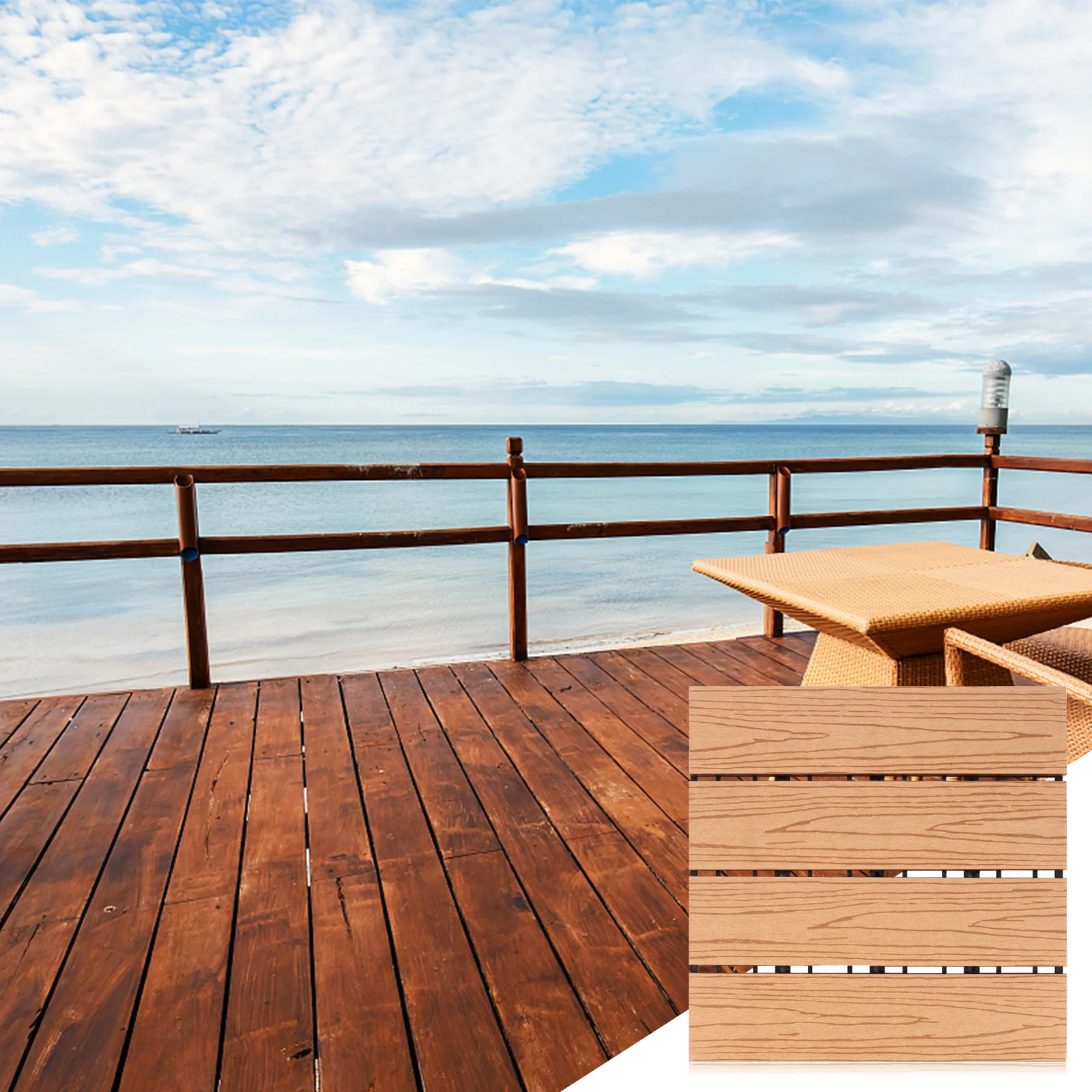 

1Pcs Outdoor Wood Plastic Floor Moisture Fire Corrosion Resistant Splicing Floor for Garden Balcony Yard Decoration