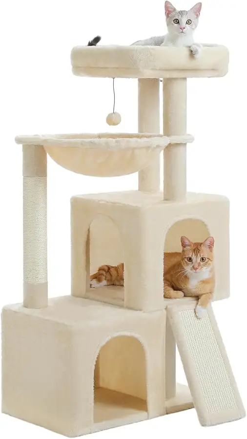 

PAWZ Road Large Cat Tree, 41 Inches Multi-Level Cat Tower with 2 Spacious Condos for Indoor Cats, Large Cat House with Comfy Ham
