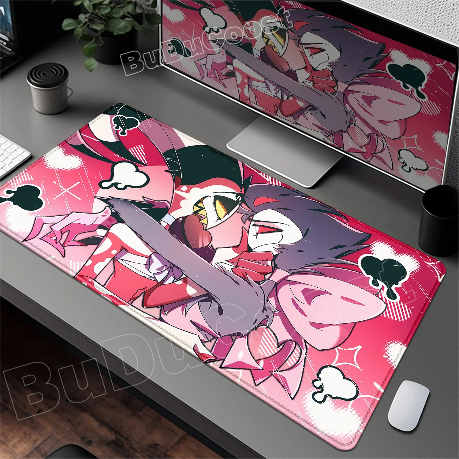 

New Kawaii Wallpaper Anime Hazbin Hotel Mouse Pad Gaming Locking Edge Computer Gamer Large Rubber Mousepad Laptop Gamer Desk Mat