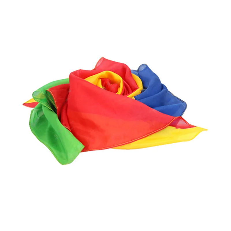 90*90cm Magic Prop Rainbow Silk Scarf Wu Guanda Transformed Into Umbrella Out Umbrella Four-Color Square Magic Tricks
