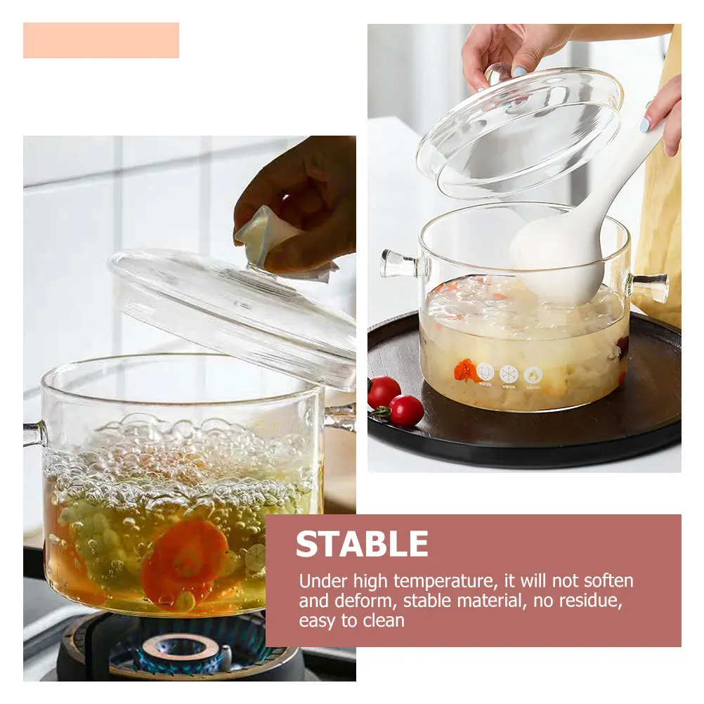 

Glass Cooking Pot Transparent Heat Resistant Borosilicate Saucepan Stockpot Lid Multi Use Kitchen Home Cooking