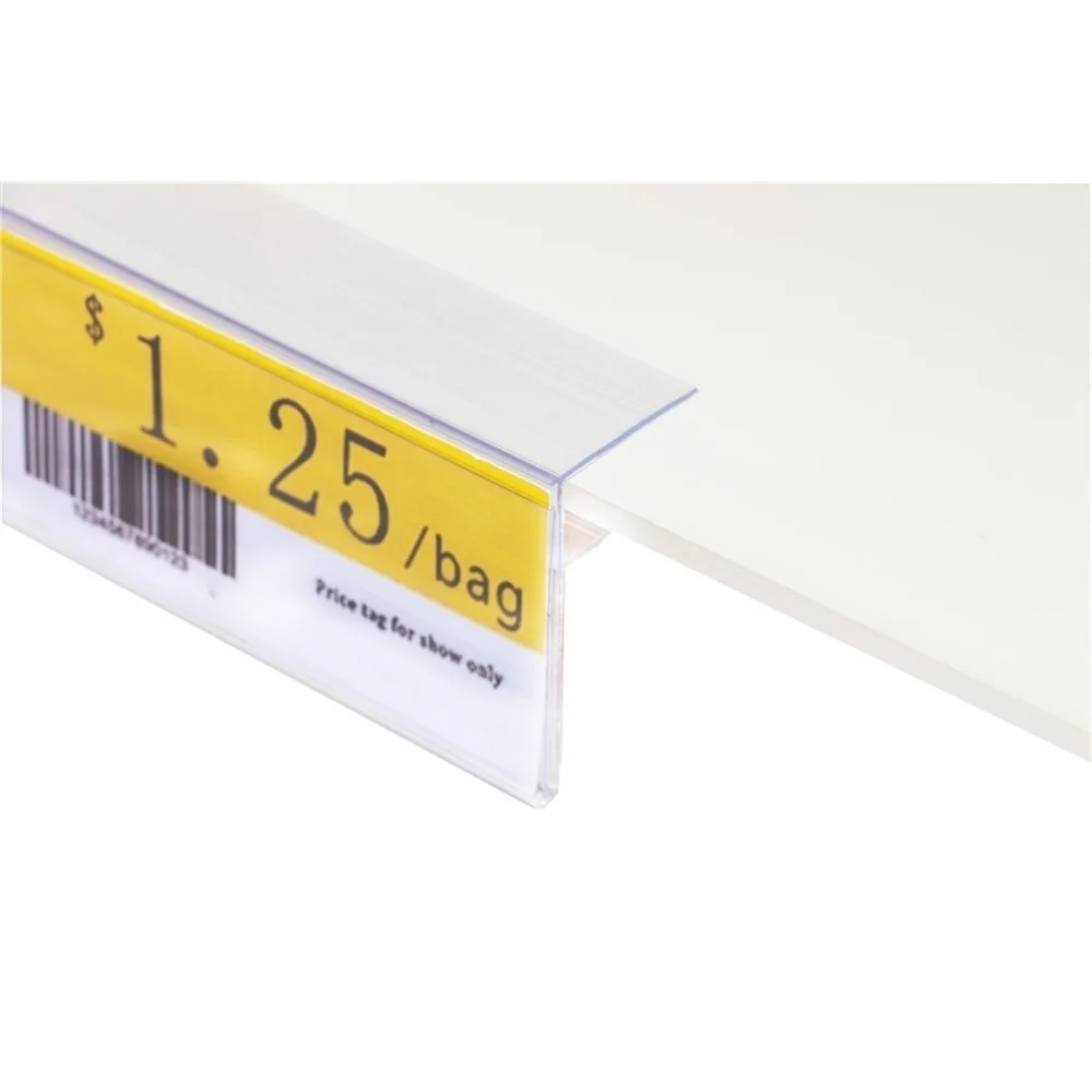 Glass Wood Shelf Data Strips Clip-on Mechandise Price Tag Display Label Card Cover Sign Holder Strip For Supermarket Rack 40pcs