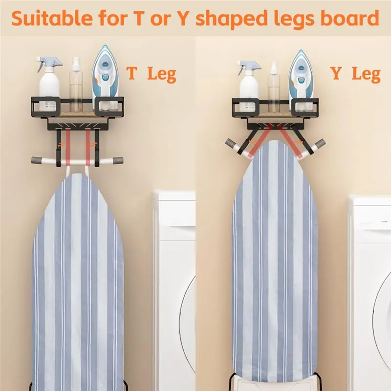 ABJI-Iron Board Wall Hanger, Ironing Board Holder(2Pcs), Wall Mount, Sewing, Laundry Room Organization Storage