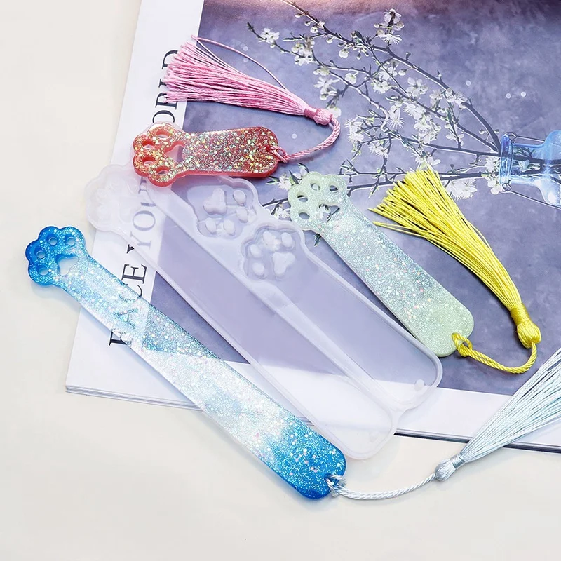 DIY Crystal Epoxy Resin Mold Cat Paw Dolphin Bookmark Silicone Mold