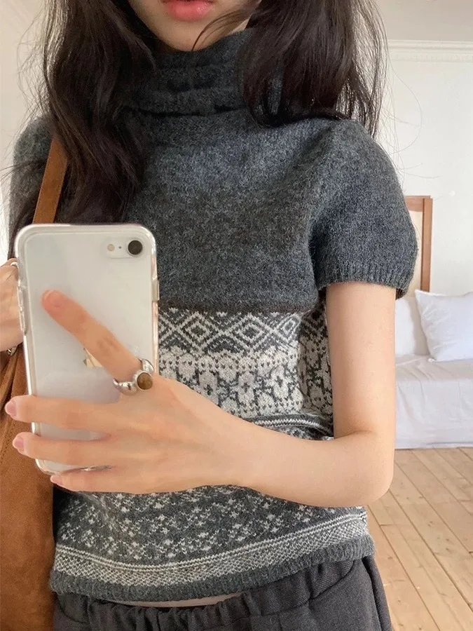 Chic High Collar ort Sve Women's Knitwear Spring New Sle Versatile Base Layer Top Age Reducing Knitted irt