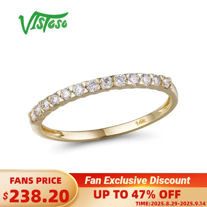 

VISTOSO Gold Ring For Women Genuine 14K 585 Yellow Gold Ring Sparkling Diamond Promise Engagement Rings Anniversary Fine Jewelry
