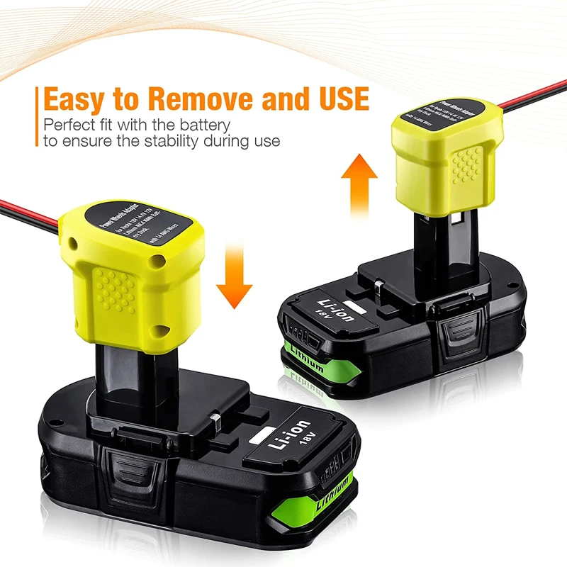 Imagem -02 - Adaptador Power Wheels para Ryobi Bateria de Lítio Ni-mh 18v Conector Dock 14 Fios Awg P108 P107 P102
