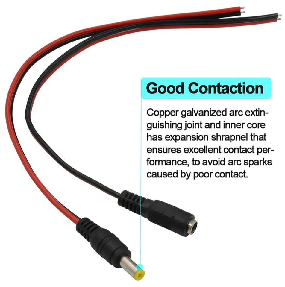 5 موصلات كاميرا تلفزيون بدائرة مغلقة 5.5 × 2.1 مم مقابس كابل ألياف ذيل الطاقة للذكور والإناث #6