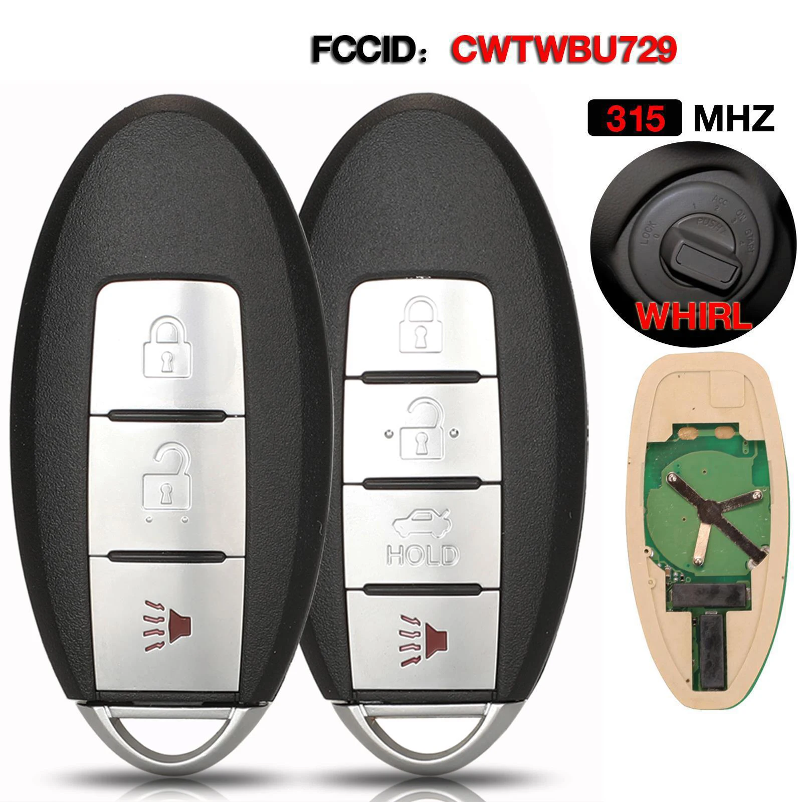 jingyuqin Smart Remote Car Key For Nissan Tiida Qashqai Teana Xtrail Cube Juke Xterra 315MHz CWTWBU729 or CWTWBU735