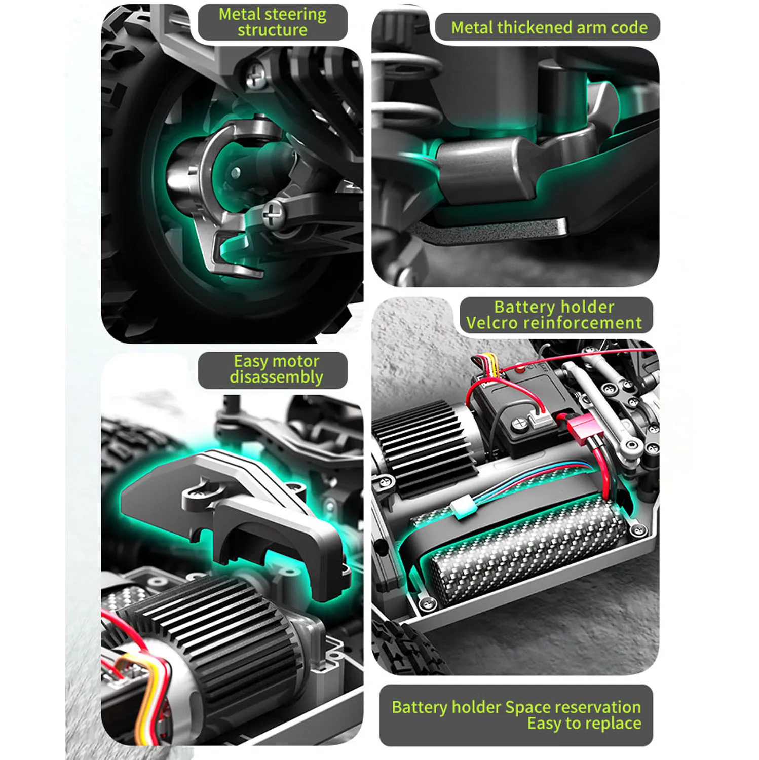 

SCY 18101 1/18 ПВХ RC Monster Truck Металлическое шасси Независимая подвеска Светодиодный светильник Внедорожный автомобиль для хоббистов Гоночная игрушка