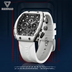 Luxe Horloge Heren Modemerk Fairwhale Sport Siliconen Band Klok Tonneau Chronograaf Quartz Polshorloge Jongen Dropshiping