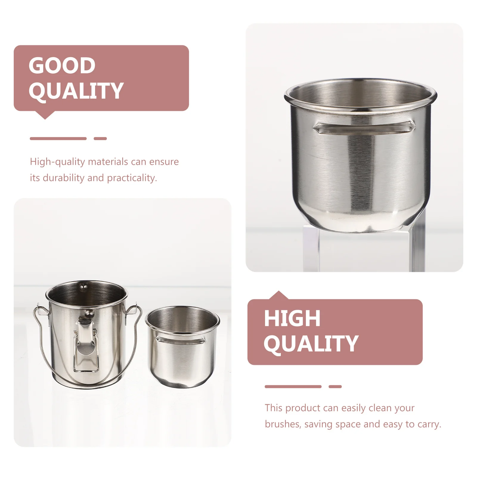 

1Pcs Premium Stainless Steel Painting Brush Washer Durable Oil Paint Brush Barrel for Artist Studio Cleaning Bucket