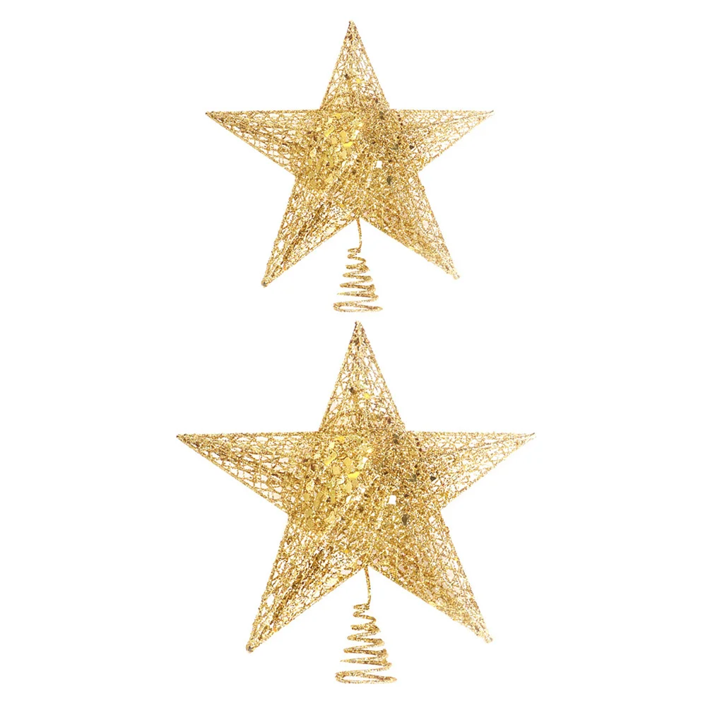 

2Pcs Christmas Tree -Pointed Iron Ornament Dust Technology Christmas Tree Topper for Shopping Mall Ski Resort