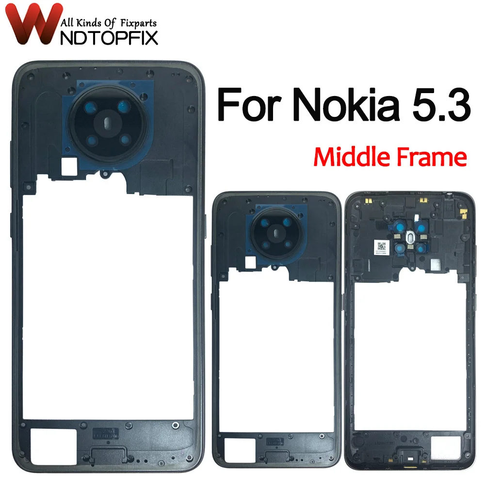 

High Quality For Nokia 5.3 Middle Frame With Volume Button Housing Case For Nokia 5.3 TA-1234 TA-1223 TA-1227 TA-1229 Mid Frame