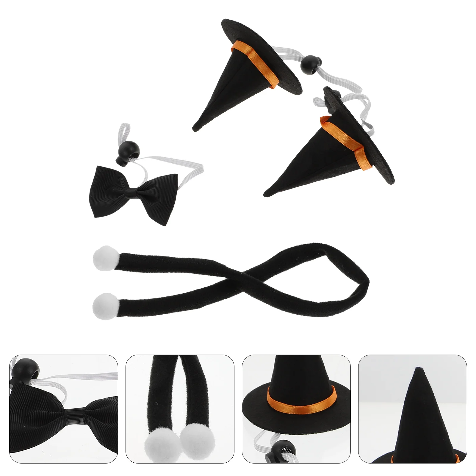 

1 Set Pet Hat Bowtie Halloween Decoration Stylish Costume Accessory Lightweight Comfortable Pet Gift For Cat Dog Lizard Festival