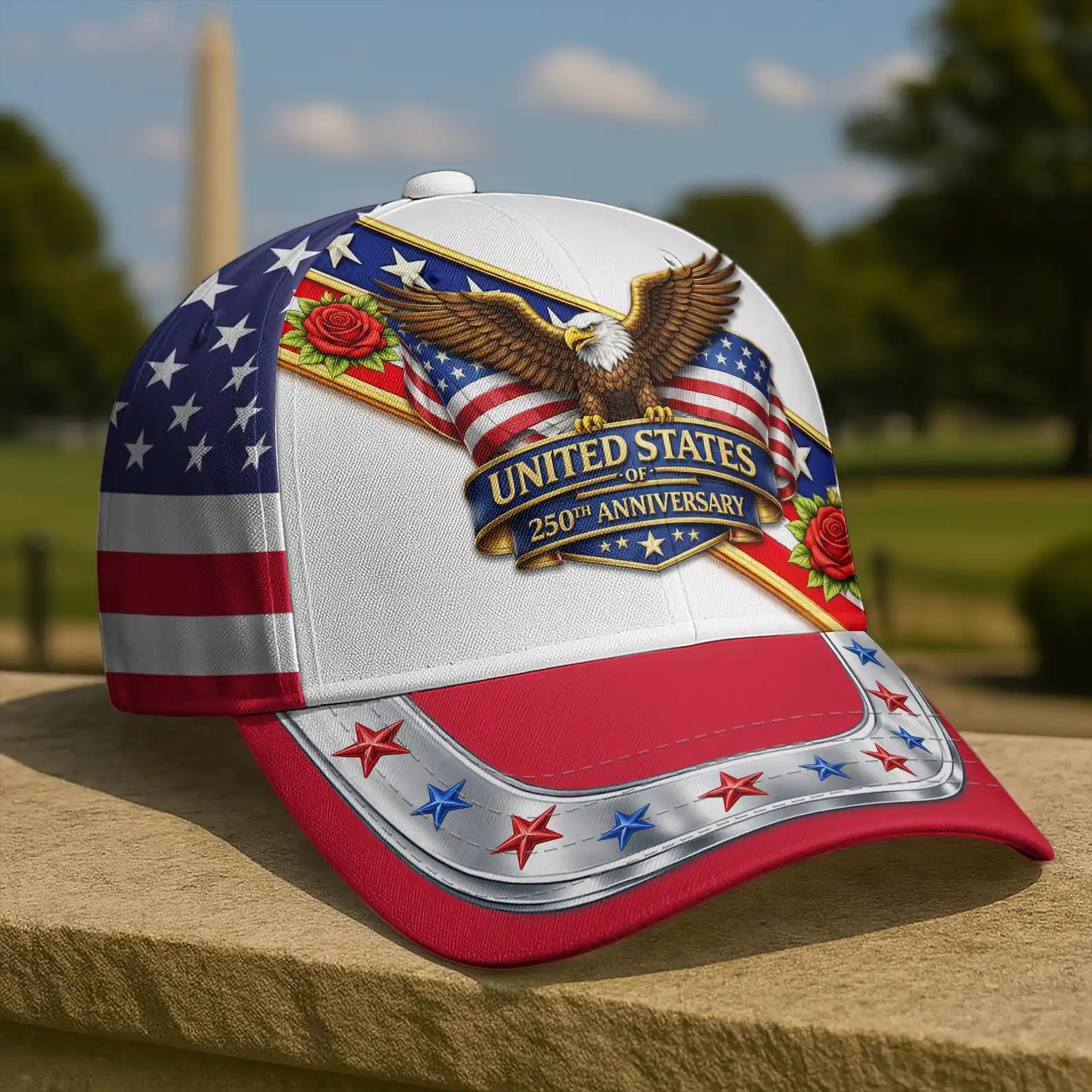 Celebrate 250 Years USA Baseball Cap, Eagle 4th of July Hat, American Flag 1776–2026 Unisex Cap, Independence Gift, Gifts Idea F