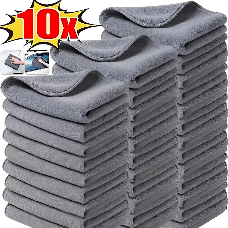 1-10Pcs Car Wash Towels Ultra-fine Fiber Car Cleaning Cloth Soft Clean and Dry Cloth Edge Sealing Strong Water Absorption Rags