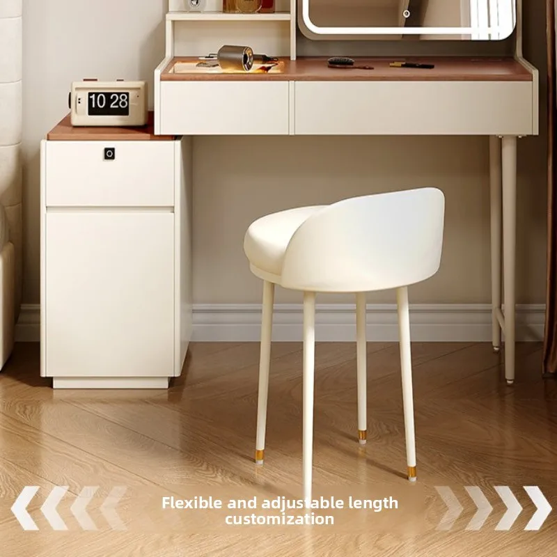 edieval cream style Makeup vanity Small apartment storage wood makeup table white simple coiffeuse avec miroir Bedroom furniture