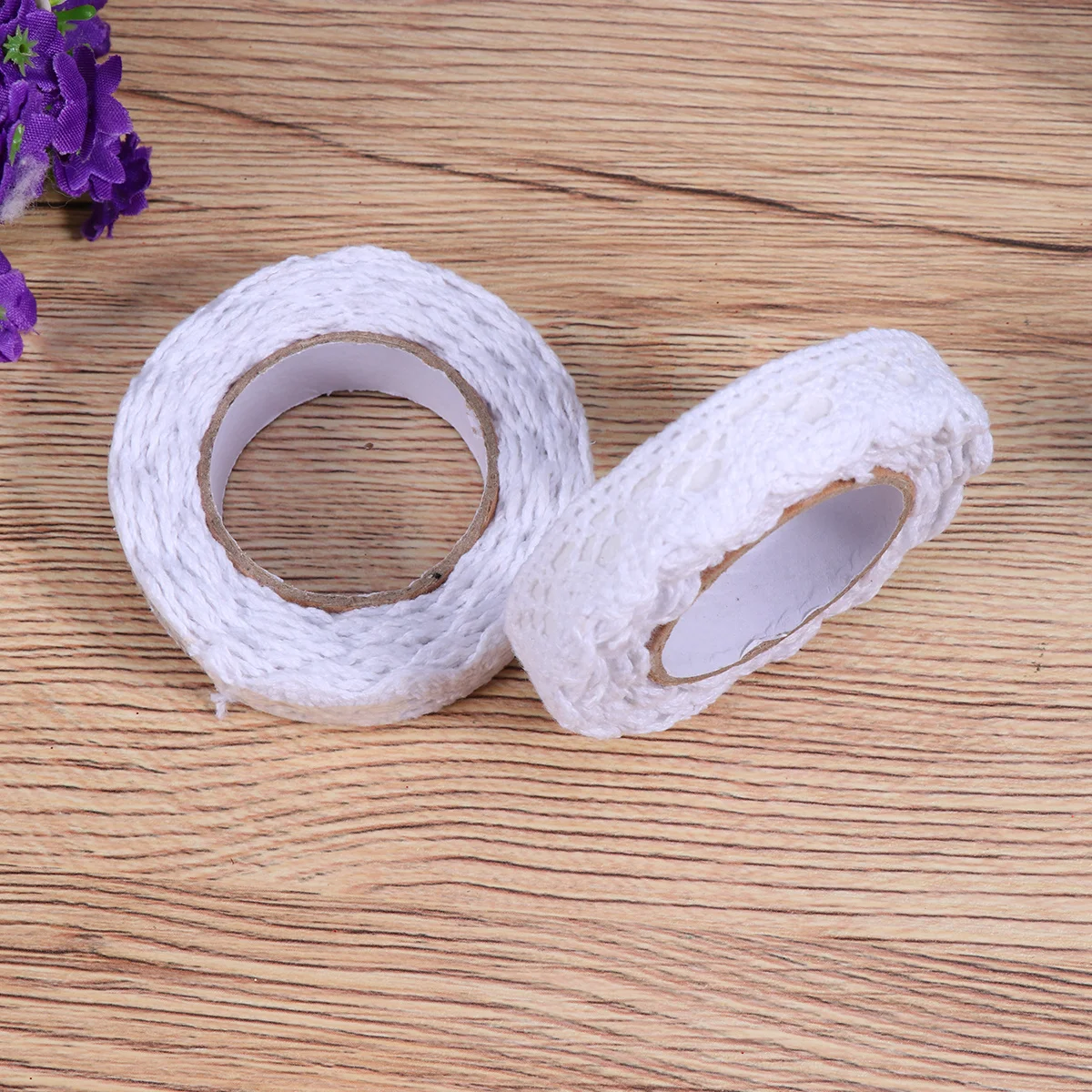 

2pcs Lace Flower Decorative Tape Hollow Adhesive Craft Tape For Diy Scrapbooking Planner Journal Card Making White