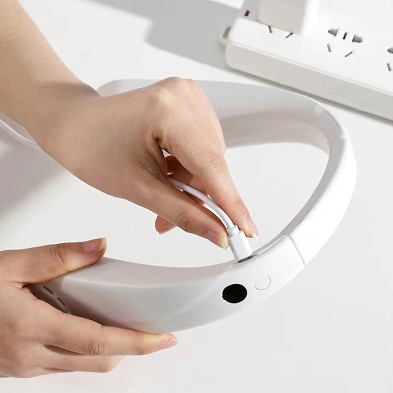 مروحة رقبة USB محمولة قابلة لإعادة الشحن ، تبريد الهواء ، مراوح رياضية ، شاشة رقمية ، بدون شفرات ، مبرد ، صيفي