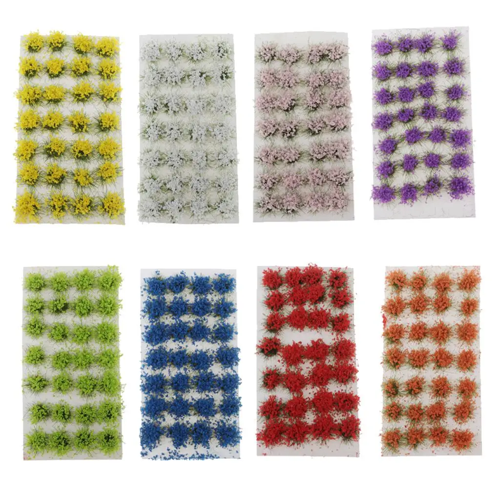 8mm 1/72 1/48 1/35 1/24 Studio Grass Tufts Meadows Flowers Tuft for Making Model Building Surface Material 28Pcs/lot