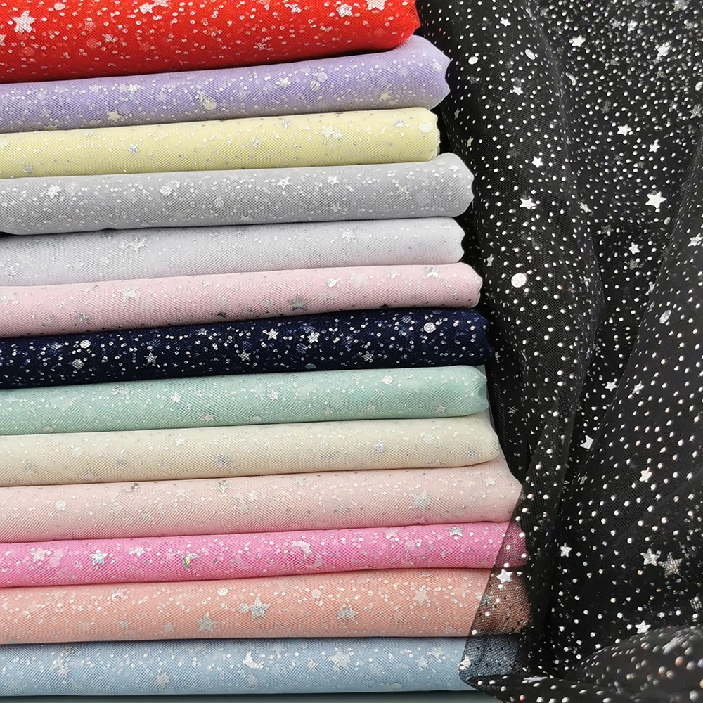 

5 метров тюлевая сетчатая ткань с блестящим кружевом из органзы в горошек со звездной луной для платья принцессы, заколка для волос, свадьба, день рождения