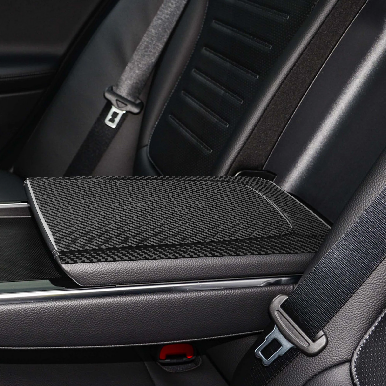 For Benz C-Class W206 2022-2024 Carbon Fiber Rear Armrest Box Panel Cover Decorative Car Interior Decoration Accessories Sticker