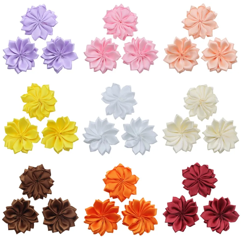 

200pcs 40mm Polyester Flower Heads Rosette Bow Handmade headwear DIY Hair-bow Sewing Wedding Garments Materials Accessories