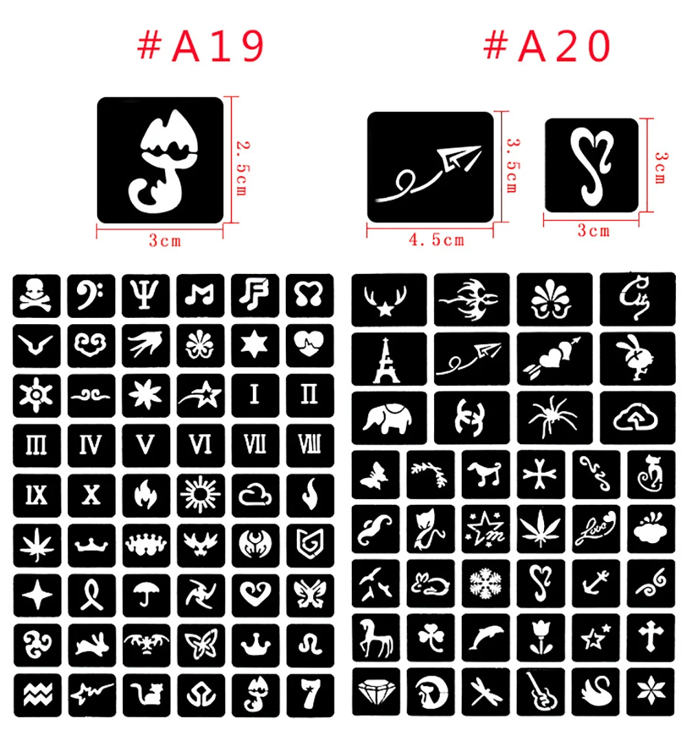 635 teile/los Wiederverwendbare Aufkleber Tattoo Schablonen Ordner Malerei Vorlage Airbrush Glitter Henna Tattoo Schablone Set Album Festen Stil – Detail 12