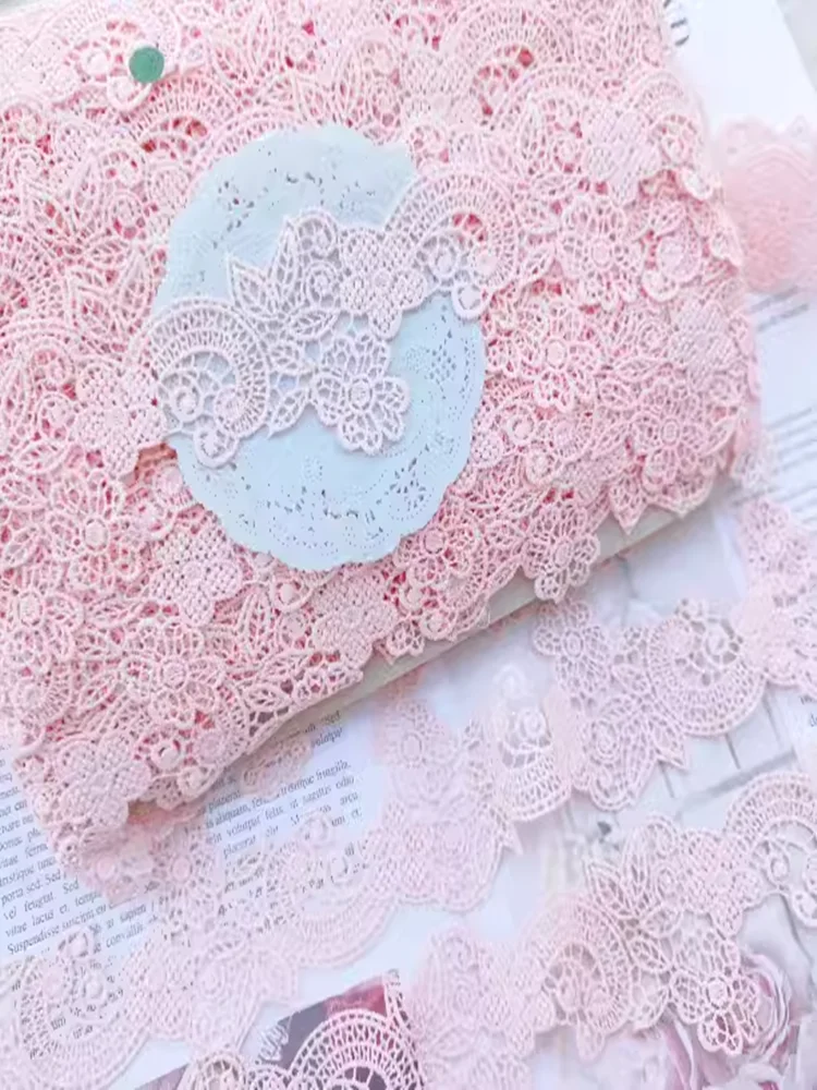 10Yards 4cm Width Shiny Pink Hollow Flower Venise Diy Venice Lace Clothing Accessories Of Various Garment,Bra.Skirt