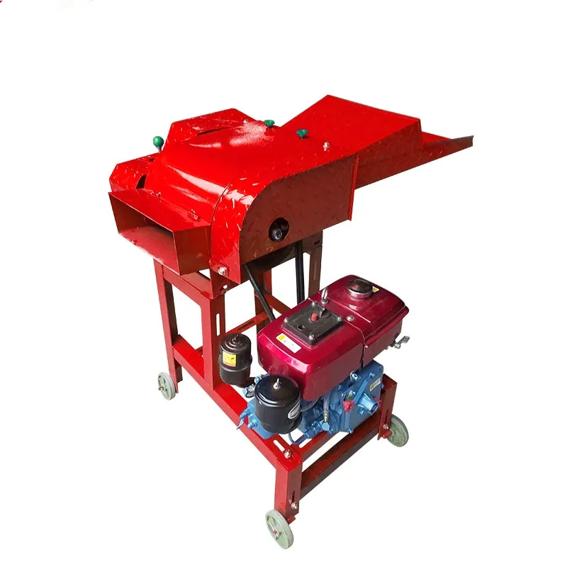 Mini Animal Farm 0.4-1.2t/h Diesel Electric Gasoline Driven Feed Crusher Grass Cutting Chaff Cutter Machine