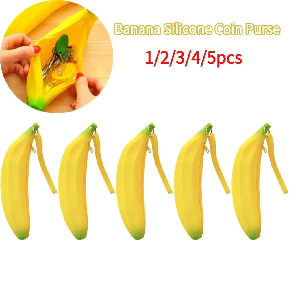 

Cute Kawaii Banana Silicone Coin Purse Jelly Coin Purse Fruit Key Wallet Earphone Organizer Storage Box School Stationary Case