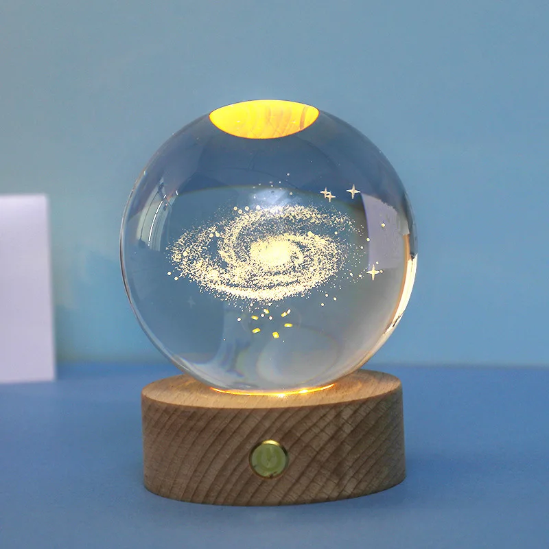 Solid Wood Ball Base Home Decor Round Square Touch Charging USB Plug-in Remote Control Light Emitting Night Light Decoration