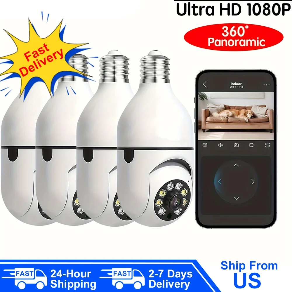 2.4G Wifi E27 Bulb 2K Security Lance Camera WIFI IP Night Vision Automatic Human Tracking Smart Home Security Protection CCTV