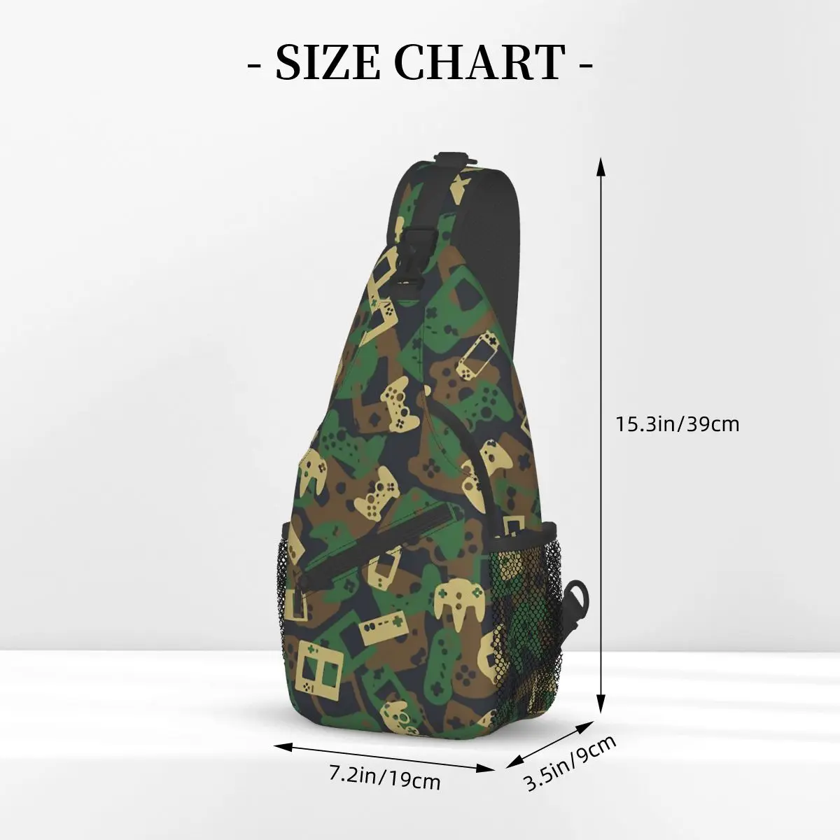 Gamer Camo Woodland Crossbody Chest Bags Game Controller Pockets Travel Pack Messenger Sports Teens Shoulder Bag Unisex