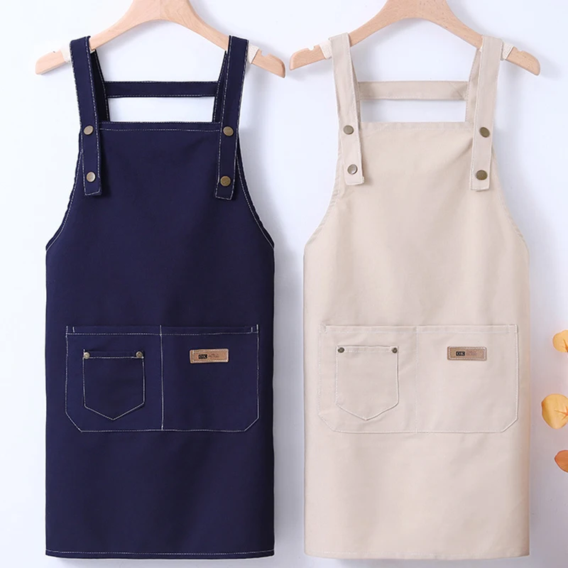 

Comfortable Kitchen Aprons for Woman Men Chef Work Apron for Grill Restaurant Bar Shop Cafes Beauty Nails Studios Uniform