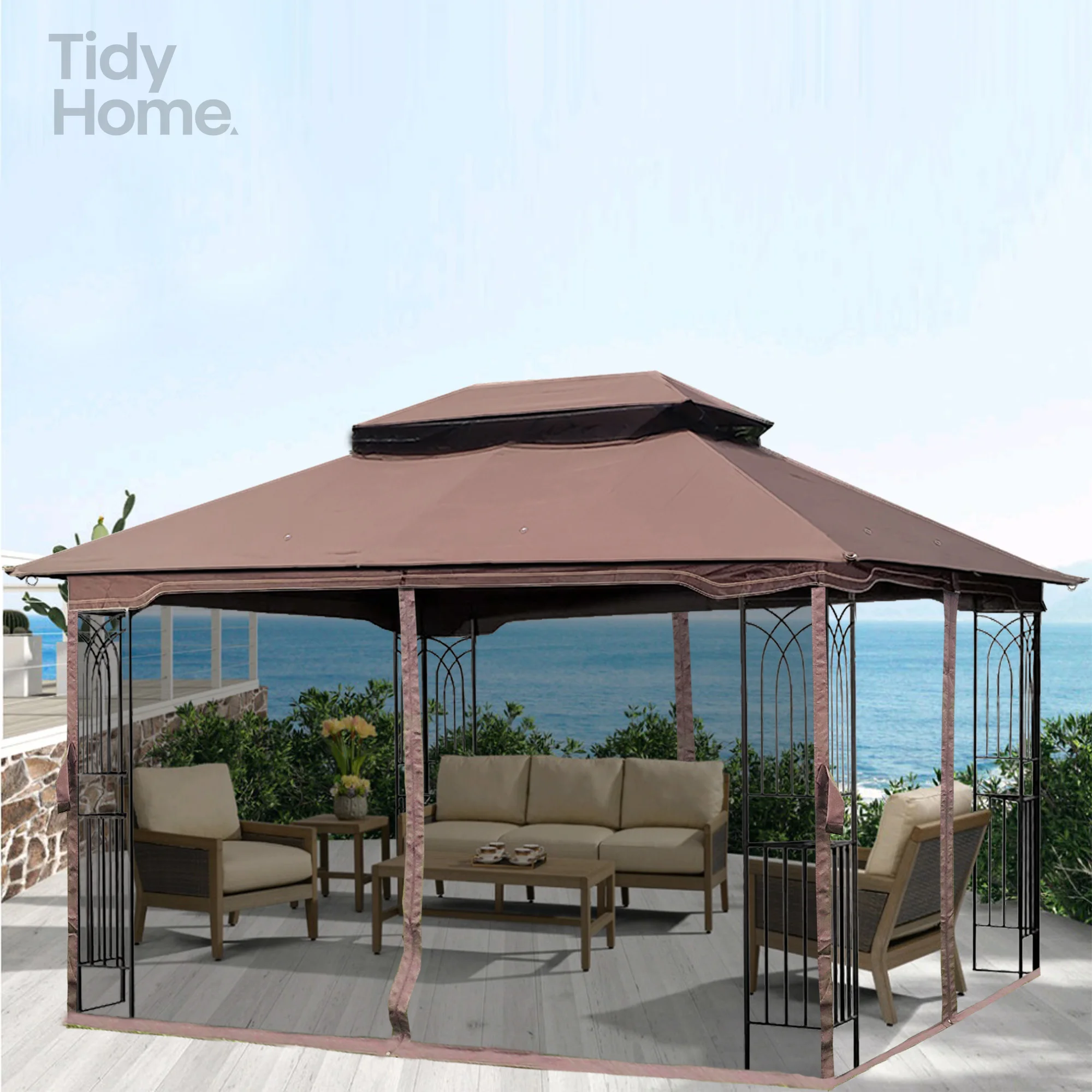 

13x10 Outdoor Patio Gazebo Canopy Tent With Ventilated Double Roof And Mosquito Net,Suitable for Lawn, Garden, Backyard and Deck