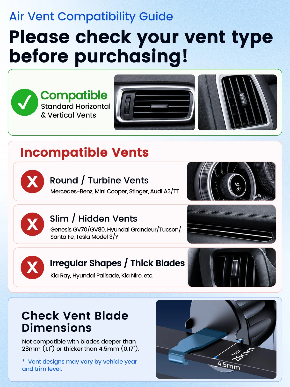 TOPK Auto-Handyhalterung für Lüftungsschlitze mit Stahlhaken für iPhone 15/14/13 Samsung Auto-GPS-Navigation, nie herunterfallend – Detail 2